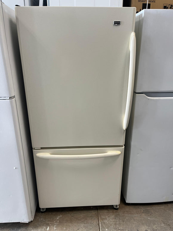 Maytag 18.6 cu. ft. Bottom-Freezer Refrigerator with Electronic Dual Cool System and Spill Catcher Shelves: Bisque