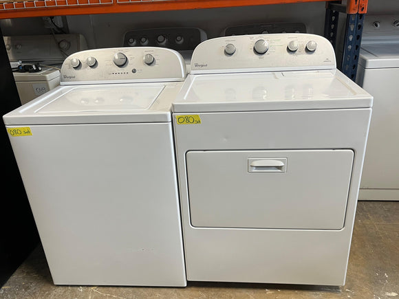 Whirlpool 3.6 cu. ft. Top Load Washer And Whirlpool 7.0 cu.ft Top Load Electric Dryer with Wrinkle Shield™ Plus