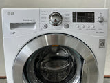LG 24 in. W 2.4 Cu. Ft. Compact Stackable SMART Front Load Washer in White with Steam and AI Fabric Sensor