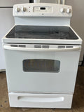 GE 30 Inch Glass Top Electric Range in White